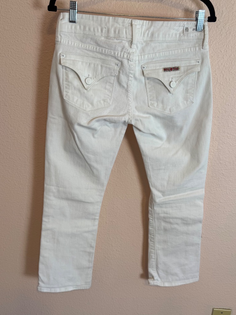 Hudson Staple Summer Jeans Women's Sz 27 Beth Crop Baby Boot Flap Pockets, White — image 5 of 8